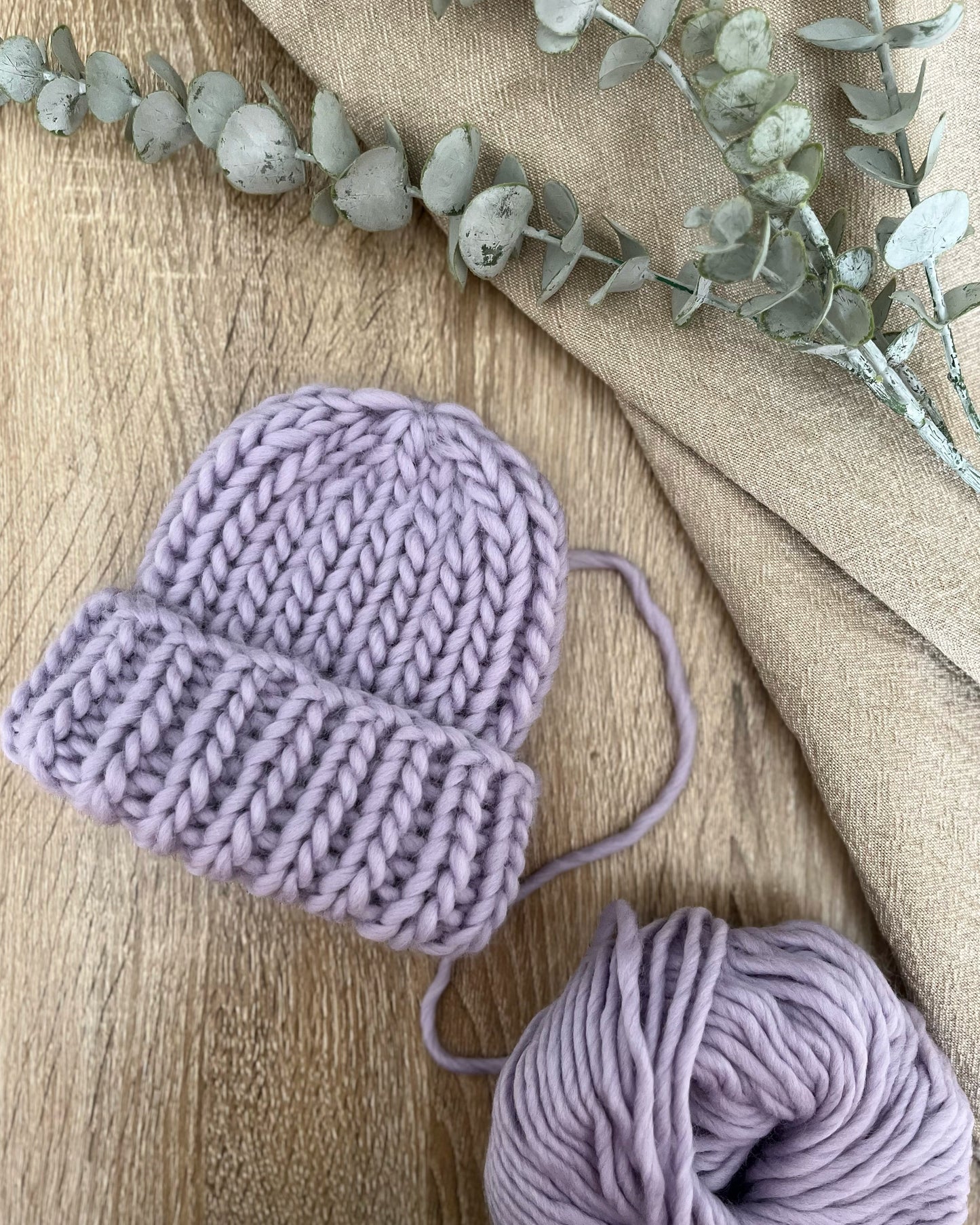 Chunky Oak Beanie ~ Lilac