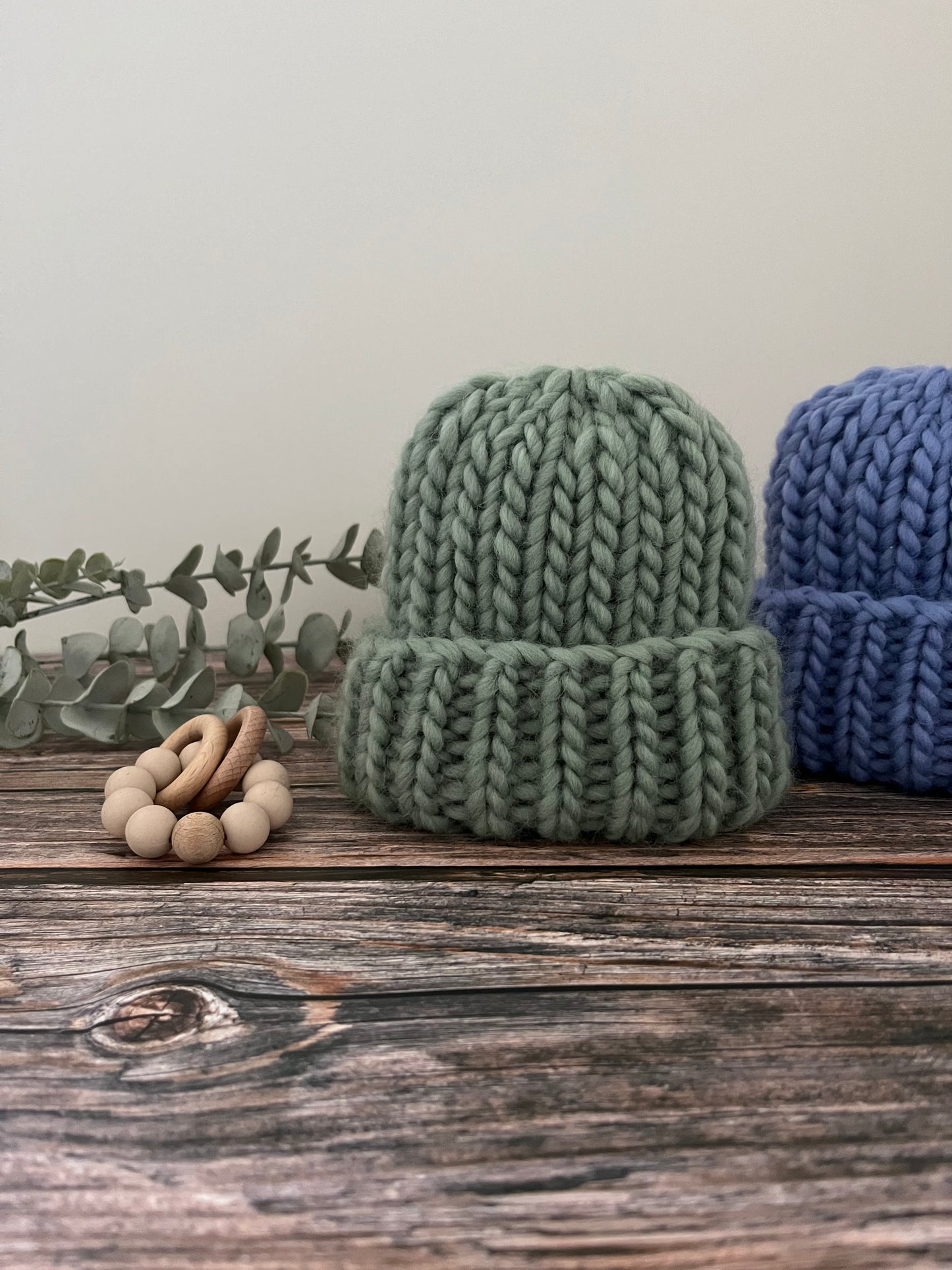 Chunky Oak Beanie ~ Eucalyptus